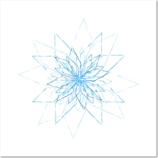 Bright, shining iceflower made of cool geometrical elements in icy blue tones Posters and Art